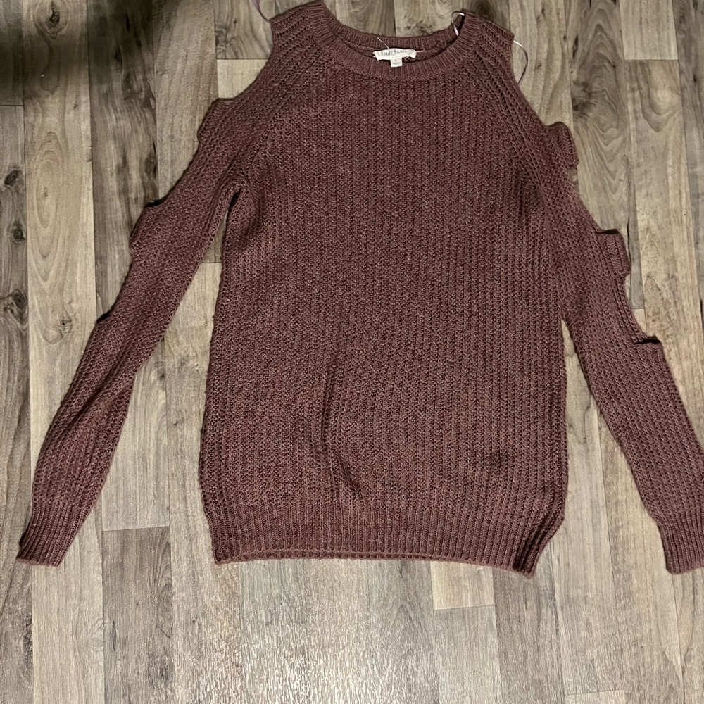 Women's Cold Shoulder Sweater - Burgundy